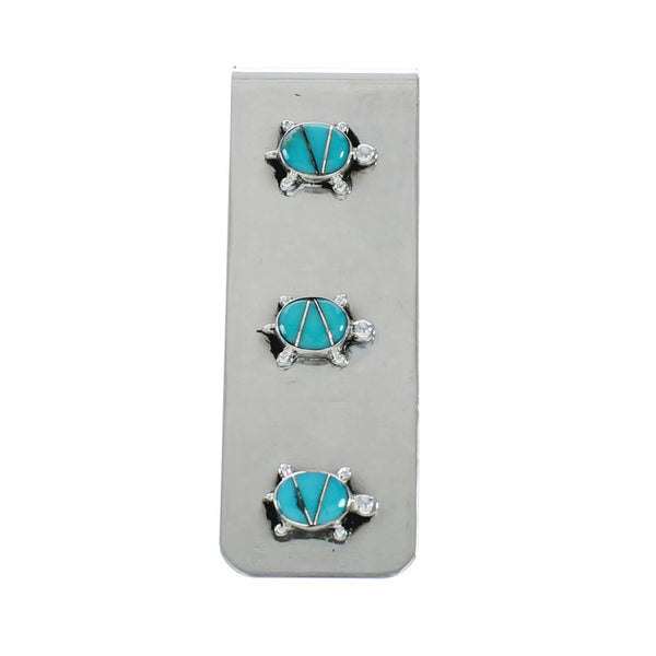 Turquoise Southwest Sterling Silver Turtle Money Clip TX10254
